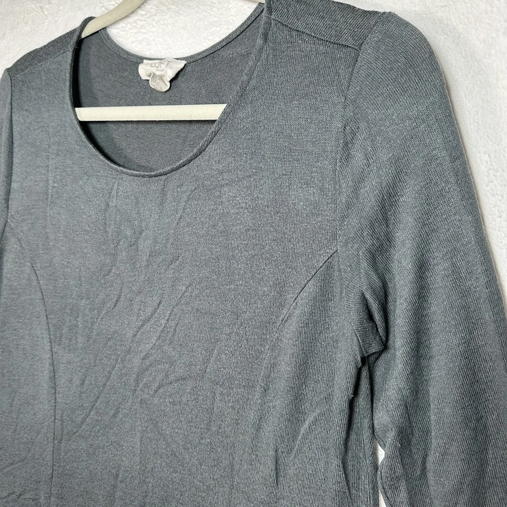 LOFT‎ Outlet Lounge Dress M Charcoal Gray Soft Knit Long Sleeve With Pockets